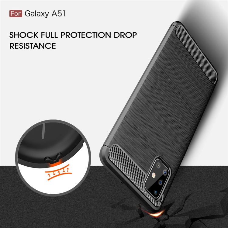 For Galaxy A51 Brushed Texture Carbon Fiber TPU Case