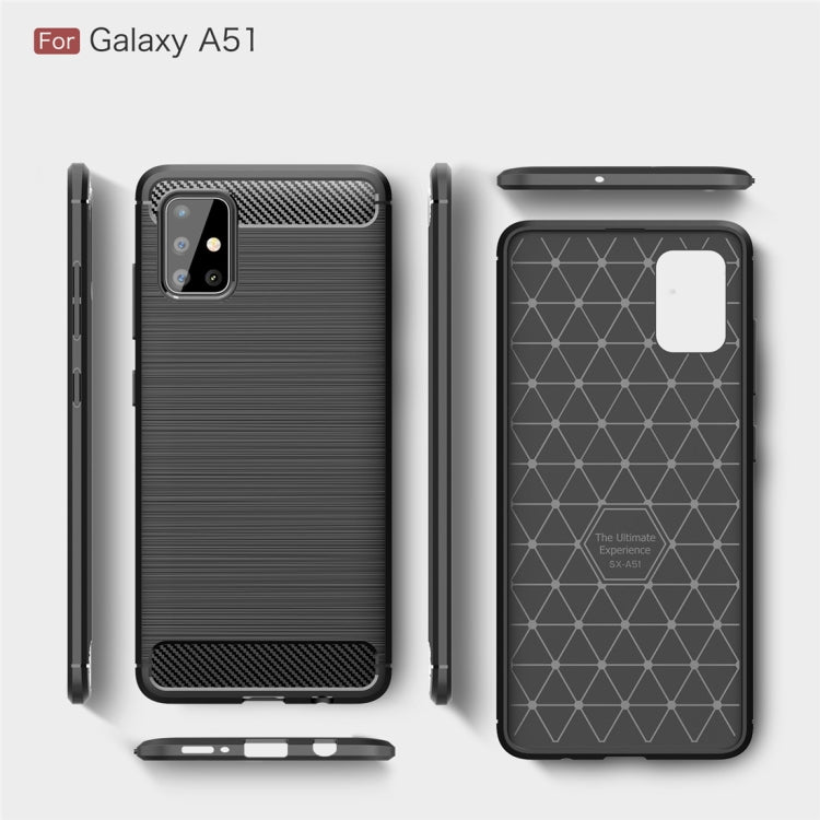 For Galaxy A51 Brushed Texture Carbon Fiber TPU Case