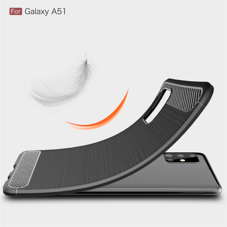 For Galaxy A51 Brushed Texture Carbon Fiber TPU Case