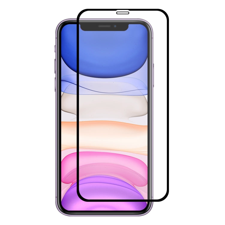 For iPhone 11 ENKAY Hat-prince Full Glue 0.26mm 9H 2.5D Front Tempered Glass Full Coverage Film and Black Film with Camera Lens Protector Function