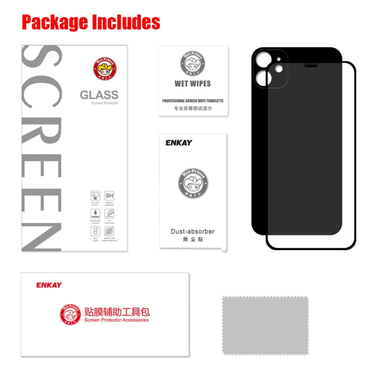 For iPhone 11 ENKAY Hat-prince Full Glue 0.26mm 9H 2.5D Front Tempered Glass Full Coverage Film and Black Film with Camera Lens Protector Function
