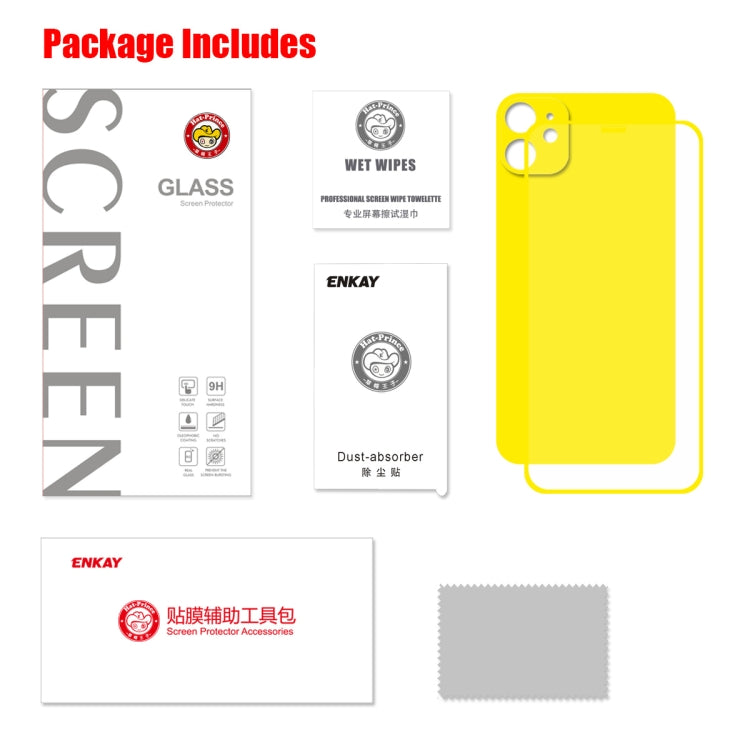 For iPhone 11 ENKAY Hat-prince Full Glue 0.26mm 9H 2.5D Front Tempered Glass Full Coverage Film and Black Film with Camera Lens Protector Function