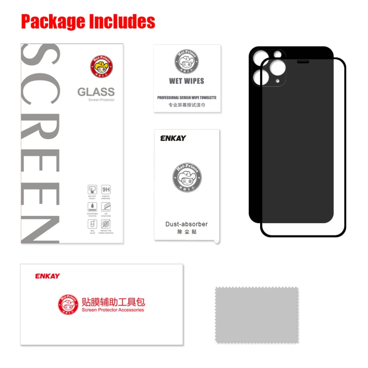 For iPhone 11 Pro ENKAY Hat-prince Full Glue 0.26mm 9H 2.5D Front Tempered Glass Full Coverage Film and Black Film with Camera Lens Protector Function