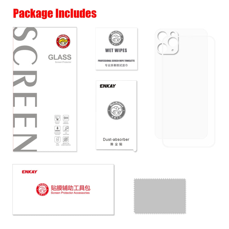For iPhone 11 Pro ENKAY Hat-prince Full Glue 0.26mm 9H 2.5D Front Tempered Glass Full Coverage Film and Black Film with Camera Lens Protector Function