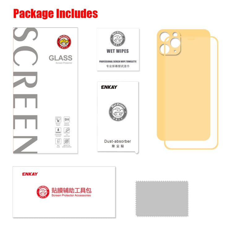 For iPhone 11 Pro ENKAY Hat-prince Full Glue 0.26mm 9H 2.5D Front Tempered Glass Full Coverage Film and Black Film with Camera Lens Protector Function