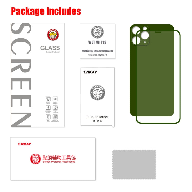 For iPhone 11 Pro Max ENKAY Hat-prince Full Glue 0.26mm 9H 2.5D Front Tempered Glass Full Coverage Film and Black Film with Camera Lens Protector Function