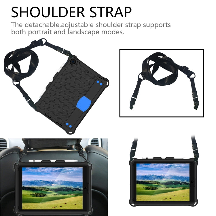 For iPad 10.2 Honeycomb Design EVA + PC Four Corner Shockproof Protective Case with Straps