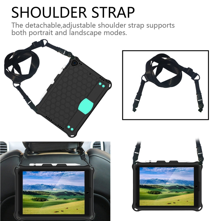 For iPad 10.2 Honeycomb Design EVA + PC Four Corner Shockproof Protective Case with Straps