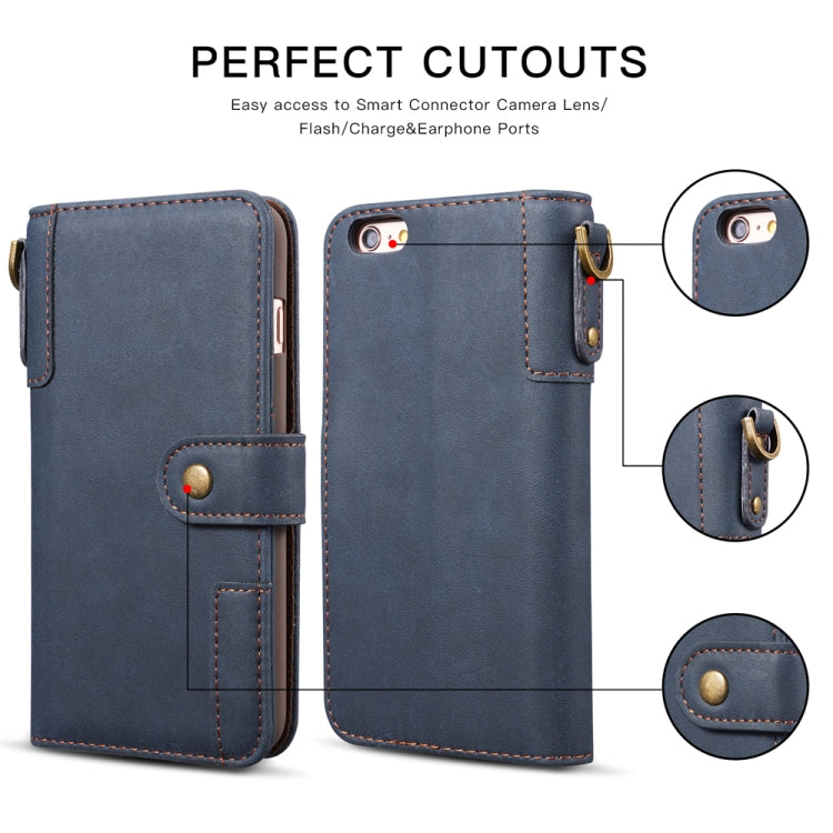 For iPhone 6 Cowhide Texture Horizontal Flip Leather Case with Holder & Card Slots & Wallet & Lanyard