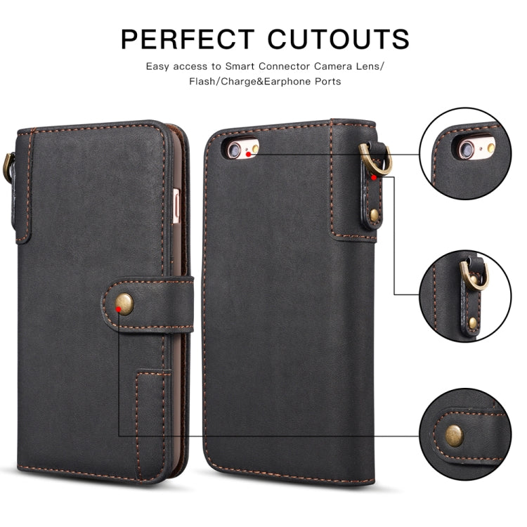 For iPhone 6 Plus Cowhide Texture Horizontal Flip Leather Case with Holder & Card Slots & Wallet & Lanyard