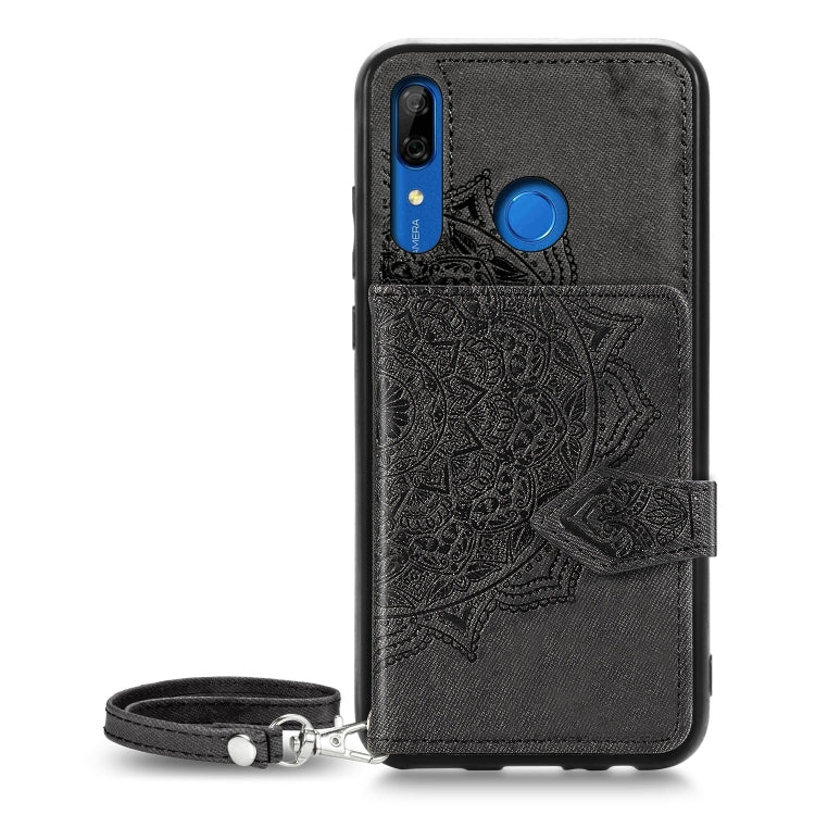 For Huawei P Smart Z Mandala Embossed Magnetic Cloth PU + TPU + PC Case with Holder & Card Slots & Wallet & Photo Frame & Strap