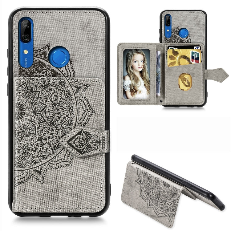 For Huawei P Smart Z Mandala Embossed Magnetic Cloth PU + TPU + PC Case with Holder & Card Slots & Wallet & Photo Frame & Strap