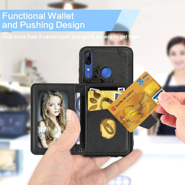 For Huawei P Smart Z Mandala Embossed Magnetic Cloth PU + TPU + PC Case with Holder & Card Slots & Wallet & Photo Frame & Strap