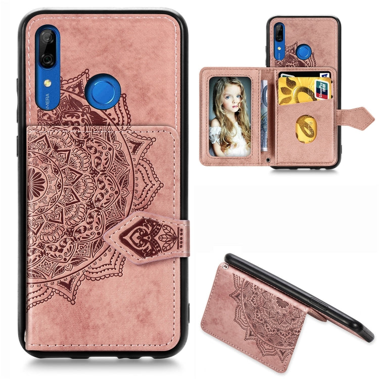 For Huawei P Smart Z Mandala Embossed Magnetic Cloth PU + TPU + PC Case with Holder & Card Slots & Wallet & Photo Frame & Strap