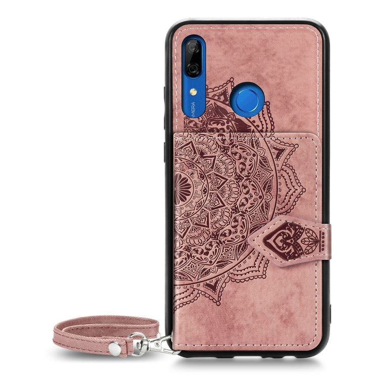 For Huawei P Smart Z Mandala Embossed Magnetic Cloth PU + TPU + PC Case with Holder & Card Slots & Wallet & Photo Frame & Strap