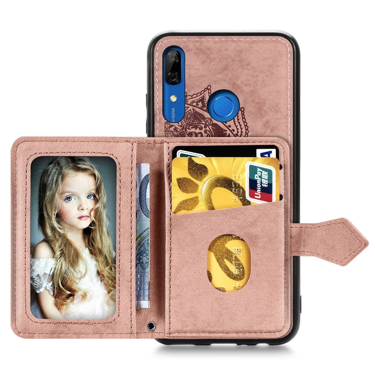 For Huawei P Smart Z Mandala Embossed Magnetic Cloth PU + TPU + PC Case with Holder & Card Slots & Wallet & Photo Frame & Strap