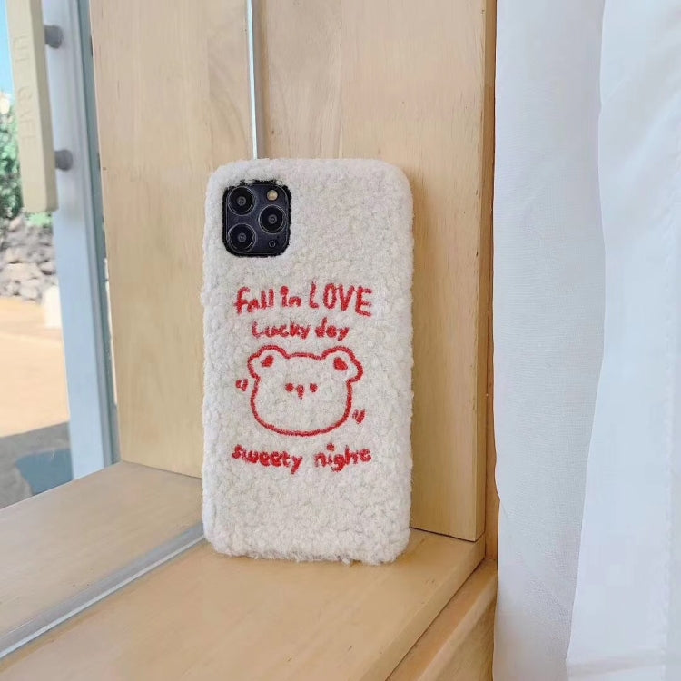For iPhone 11 Plush Embroidered Love Bear Mobile Phone Protective Case