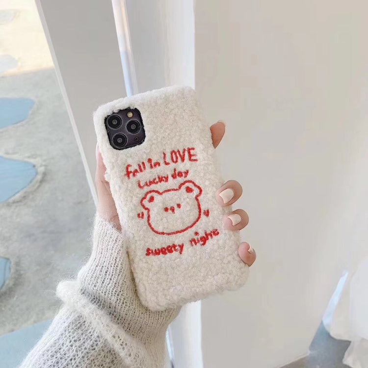 For iPhone 11 Plush Embroidered Love Bear Mobile Phone Protective Case