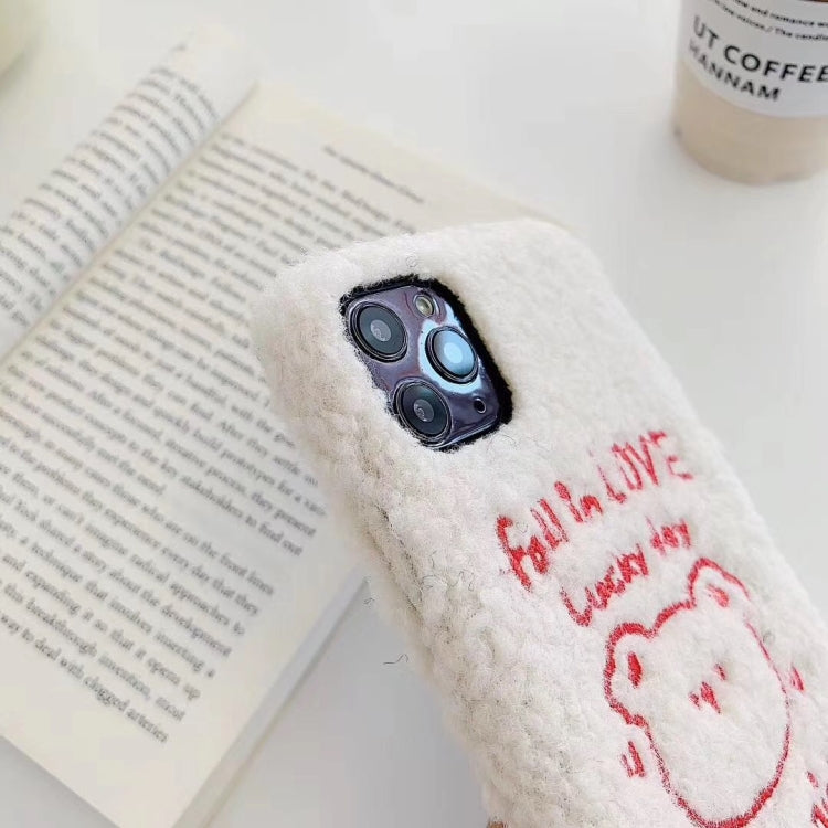For iPhone 11 Plush Embroidered Love Bear Mobile Phone Protective Case
