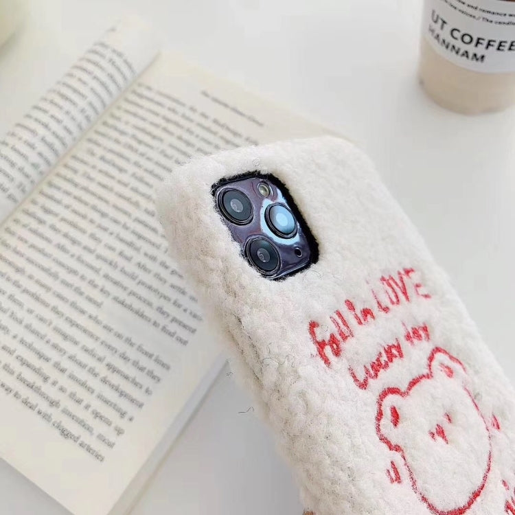For iPhone 11 Pro Max Plush Embroidered Love Bear Mobile Phone Protective Case