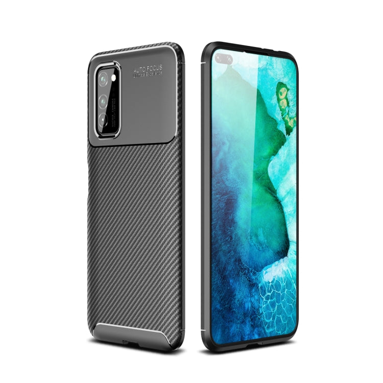 For Huawei Honor V30 Carbon Fiber Texture Shockproof TPU Case(Black)