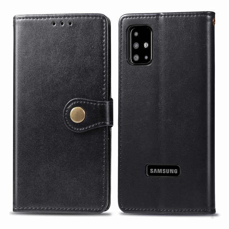 For Galaxy A51 Retro Solid Color Leather Buckle Mobile Phone Protection Leather Case with Photo Frame & Card Slot & Wallet & Bracket Function