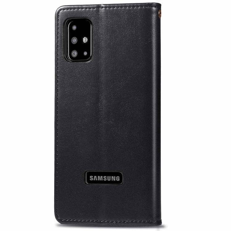 For Galaxy A51 Retro Solid Color Leather Buckle Mobile Phone Protection Leather Case with Photo Frame & Card Slot & Wallet & Bracket Function