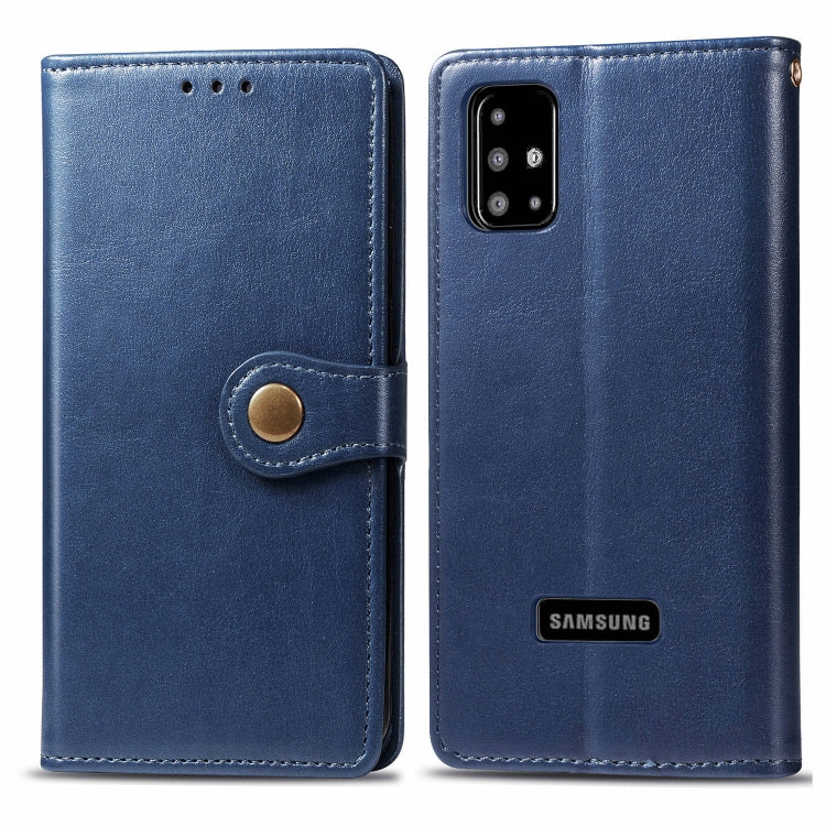 For Galaxy A51 Retro Solid Color Leather Buckle Mobile Phone Protection Leather Case with Photo Frame & Card Slot & Wallet & Bracket Function