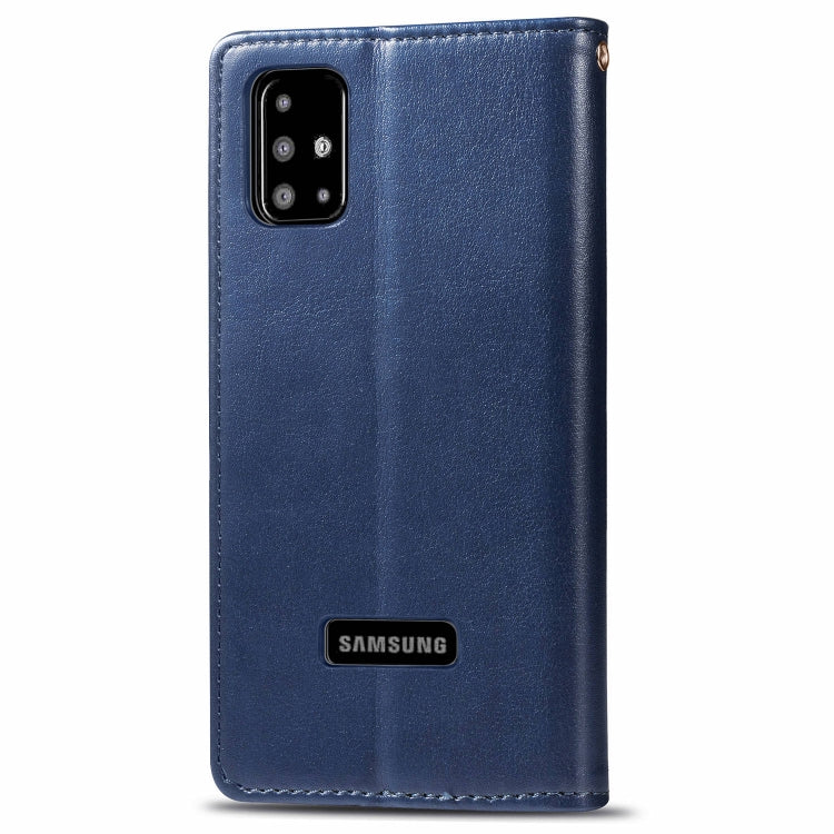 For Galaxy A51 Retro Solid Color Leather Buckle Mobile Phone Protection Leather Case with Photo Frame & Card Slot & Wallet & Bracket Function