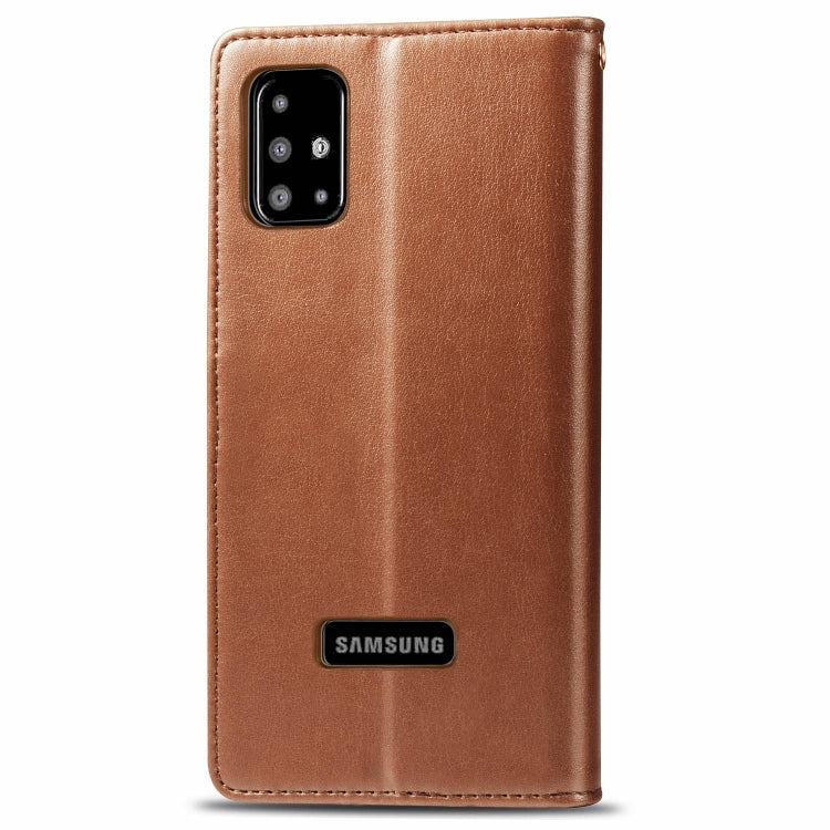 For Galaxy A51 Retro Solid Color Leather Buckle Mobile Phone Protection Leather Case with Photo Frame & Card Slot & Wallet & Bracket Function