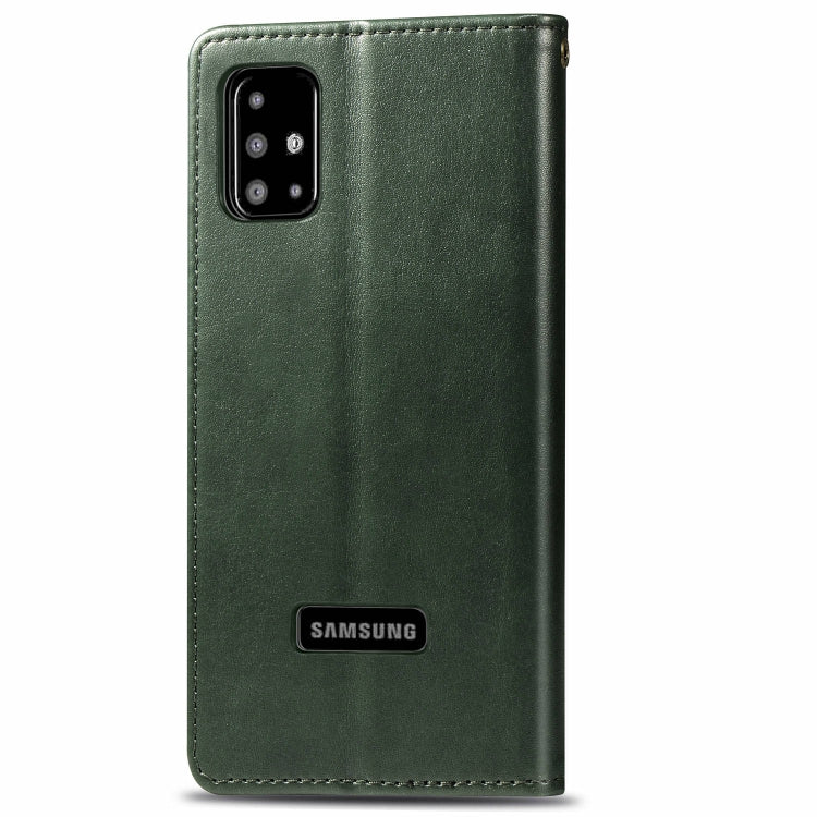 For Galaxy A51 Retro Solid Color Leather Buckle Mobile Phone Protection Leather Case with Photo Frame & Card Slot & Wallet & Bracket Function