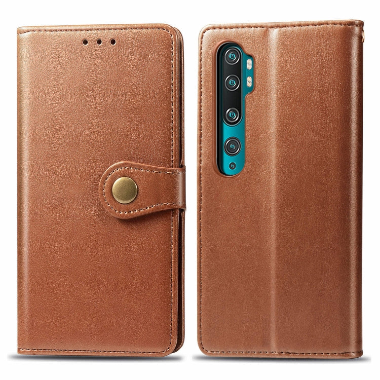 For Xiaomi CC9 Pro / Note 10 Retro Solid Color Leather Buckle Mobile Phone Protection Leather Case with Photo Frame & Card Slot & Wallet & Bracket Function