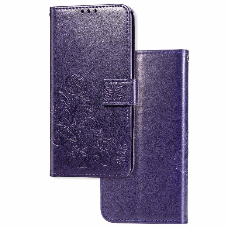 For Xiaomi Redmi Note 8T Lucky Clover Pressed Flowers Pattern Leather Case with Holder & Card Slots & Wallet & Hand Strap