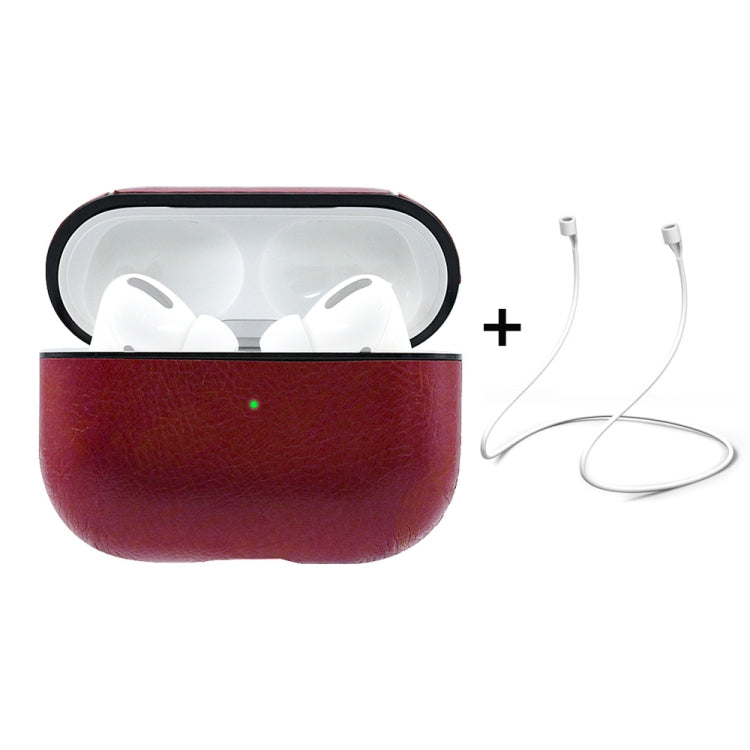 ENKAY Hat-Prince for Apple AirPods Pro Wireless Earphone PU Leather Protective Case with Anti-lost Rope