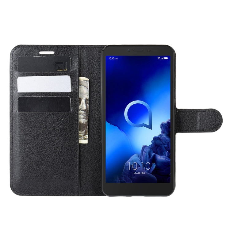 For Alcatel 1v (2019) ï¼ˆFingerprint-free Versionï¼‰Litchi Texture Horizontal Flip Protective Case with Holder & Card Slots & Wallet