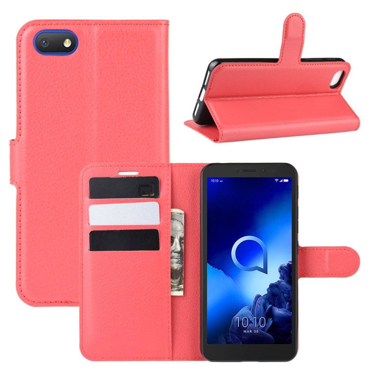 For Alcatel 1v (2019) ï¼ˆFingerprint-free Versionï¼‰Litchi Texture Horizontal Flip Protective Case with Holder & Card Slots & Wallet