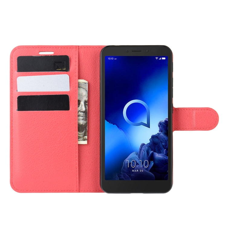 For Alcatel 1v (2019) ï¼ˆFingerprint-free Versionï¼‰Litchi Texture Horizontal Flip Protective Case with Holder & Card Slots & Wallet