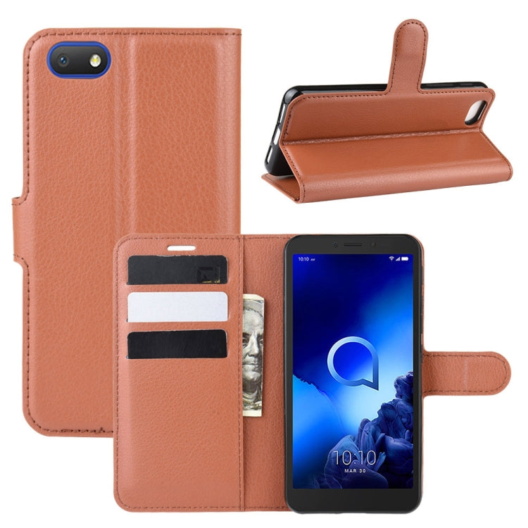 For Alcatel 1v (2019) ï¼ˆFingerprint-free Versionï¼‰Litchi Texture Horizontal Flip Protective Case with Holder & Card Slots & Wallet