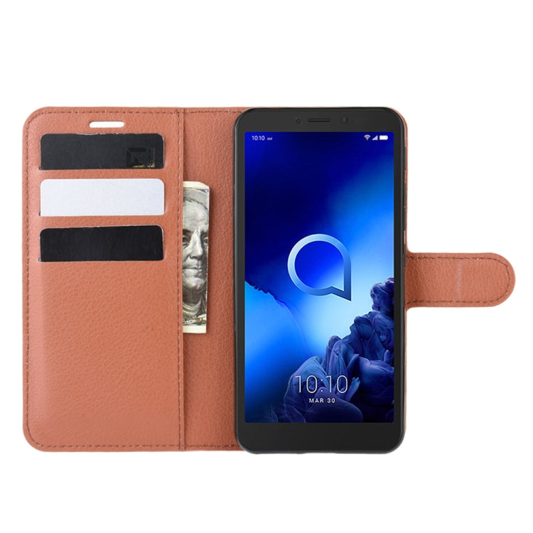 For Alcatel 1v (2019) ï¼ˆFingerprint-free Versionï¼‰Litchi Texture Horizontal Flip Protective Case with Holder & Card Slots & Wallet