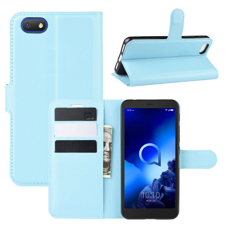 For Alcatel 1v (2019) ï¼ˆFingerprint-free Versionï¼‰Litchi Texture Horizontal Flip Protective Case with Holder & Card Slots & Wallet