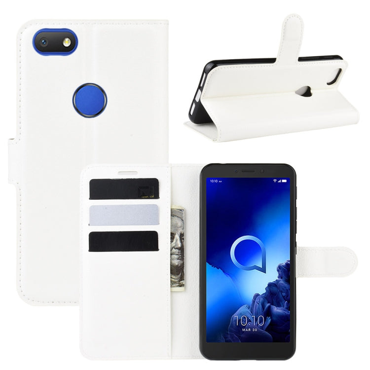 For Alcatel 1v (2019) ï¼ˆFingerprint Versionï¼‰Litchi Texture Horizontal Flip Protective Case with Holder & Card Slots & Wallet