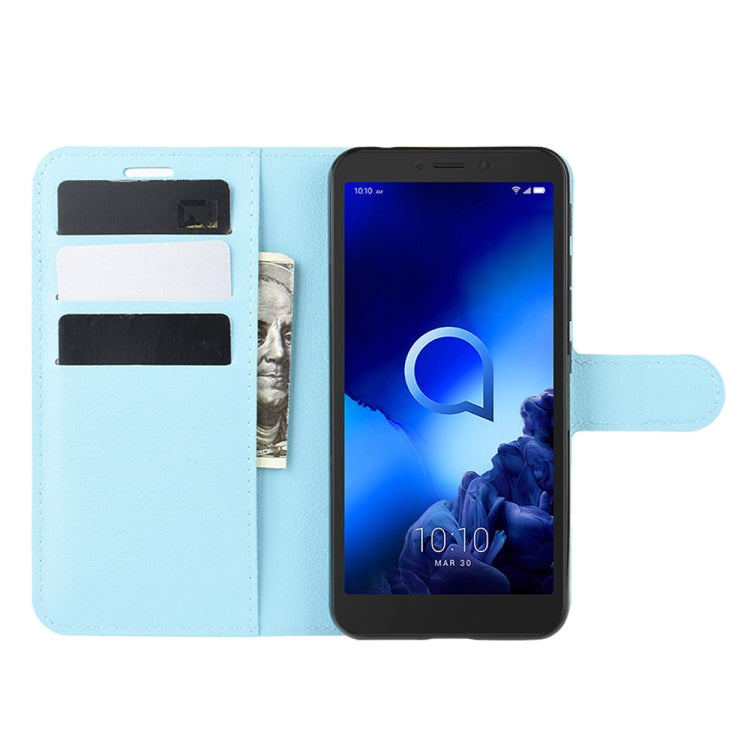 For Alcatel 1v (2019) ï¼ˆFingerprint Versionï¼‰Litchi Texture Horizontal Flip Protective Case with Holder & Card Slots & Wallet