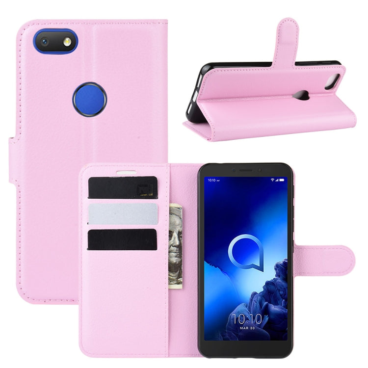 For Alcatel 1v (2019) ï¼ˆFingerprint Versionï¼‰Litchi Texture Horizontal Flip Protective Case with Holder & Card Slots & Wallet