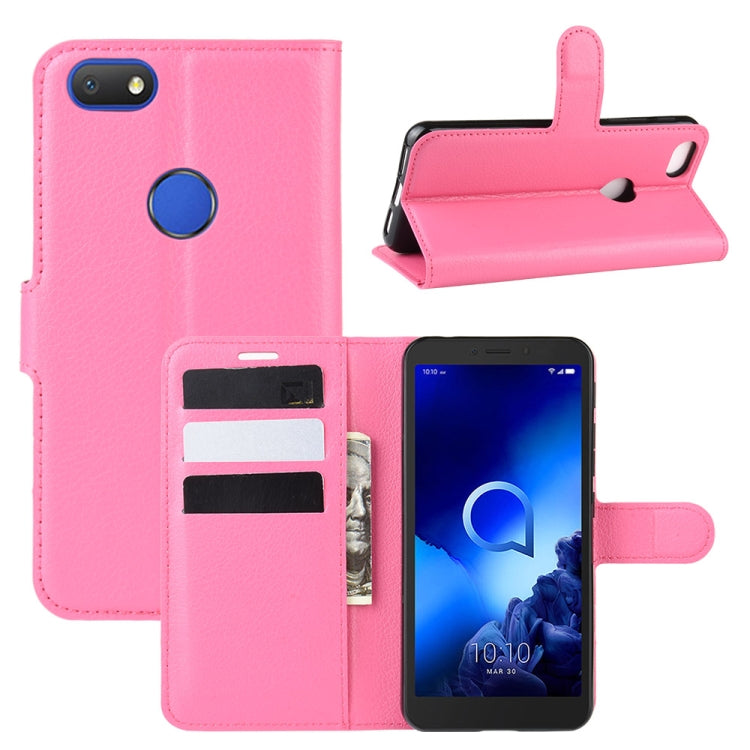 For Alcatel 1v (2019) ï¼ˆFingerprint Versionï¼‰Litchi Texture Horizontal Flip Protective Case with Holder & Card Slots & Wallet