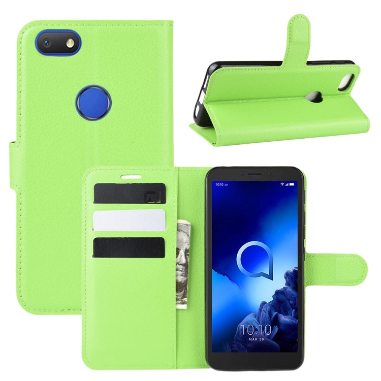 For Alcatel 1v (2019) ï¼ˆFingerprint Versionï¼‰Litchi Texture Horizontal Flip Protective Case with Holder & Card Slots & Wallet