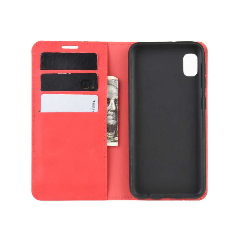 For Galaxy A10e Retro-skin Business Magnetic Suction Leather Case with Holder & Card Slots & Wallet