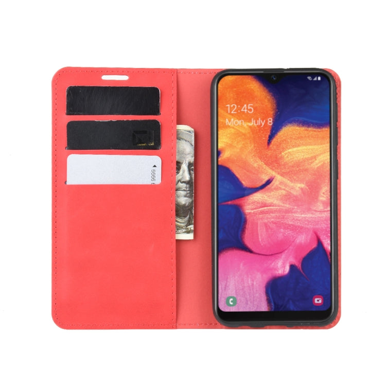 For Galaxy A10e Retro-skin Business Magnetic Suction Leather Case with Holder & Card Slots & Wallet