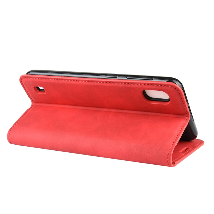 For Galaxy A10 Retro-skin Business Magnetic Suction Leather Case with Holder & Card Slots & Wallet