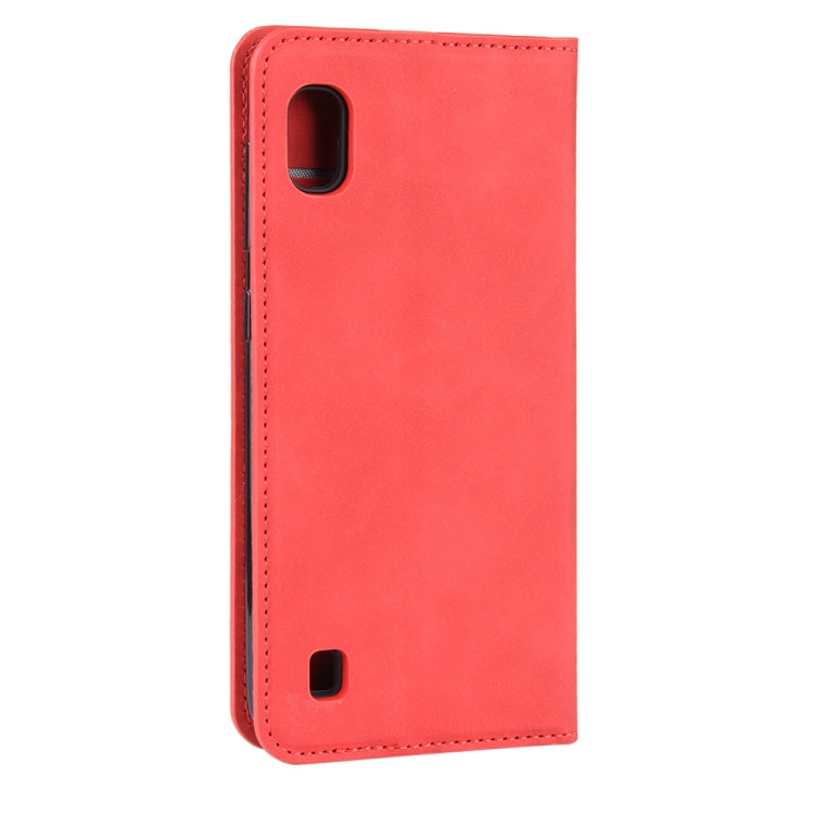 For Galaxy A10 Retro-skin Business Magnetic Suction Leather Case with Holder & Card Slots & Wallet