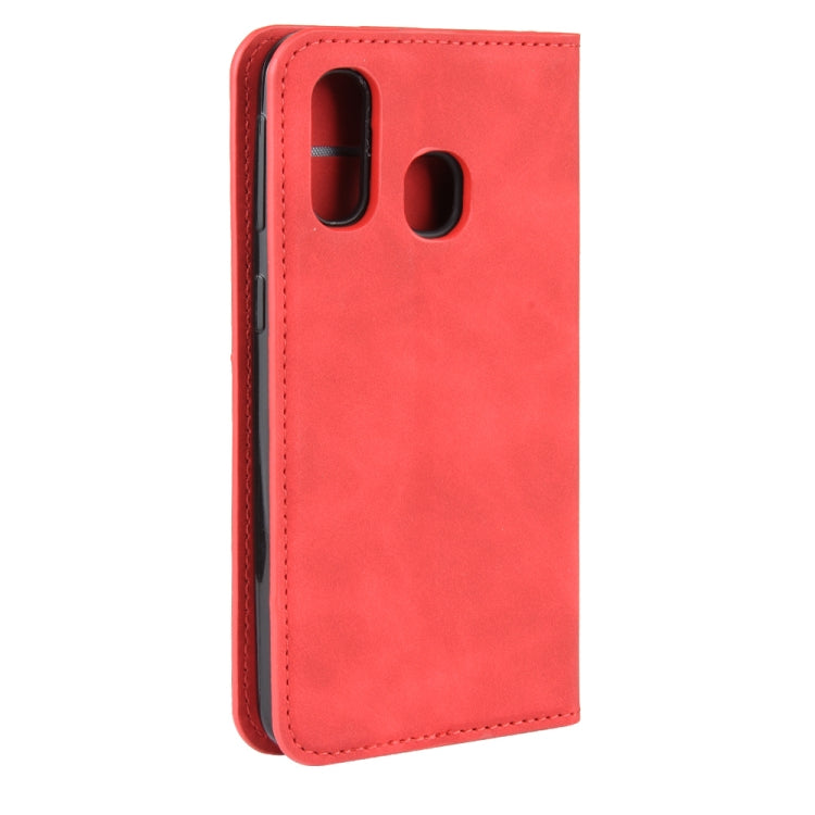 For Galaxy A40 Retro-skin Business Magnetic Suction Leather Case with Holder & Card Slots & Wallet